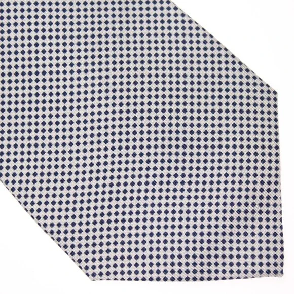 Drake's NWT Neck Tie in Blue & White Geometric Pattern 100% Silk
